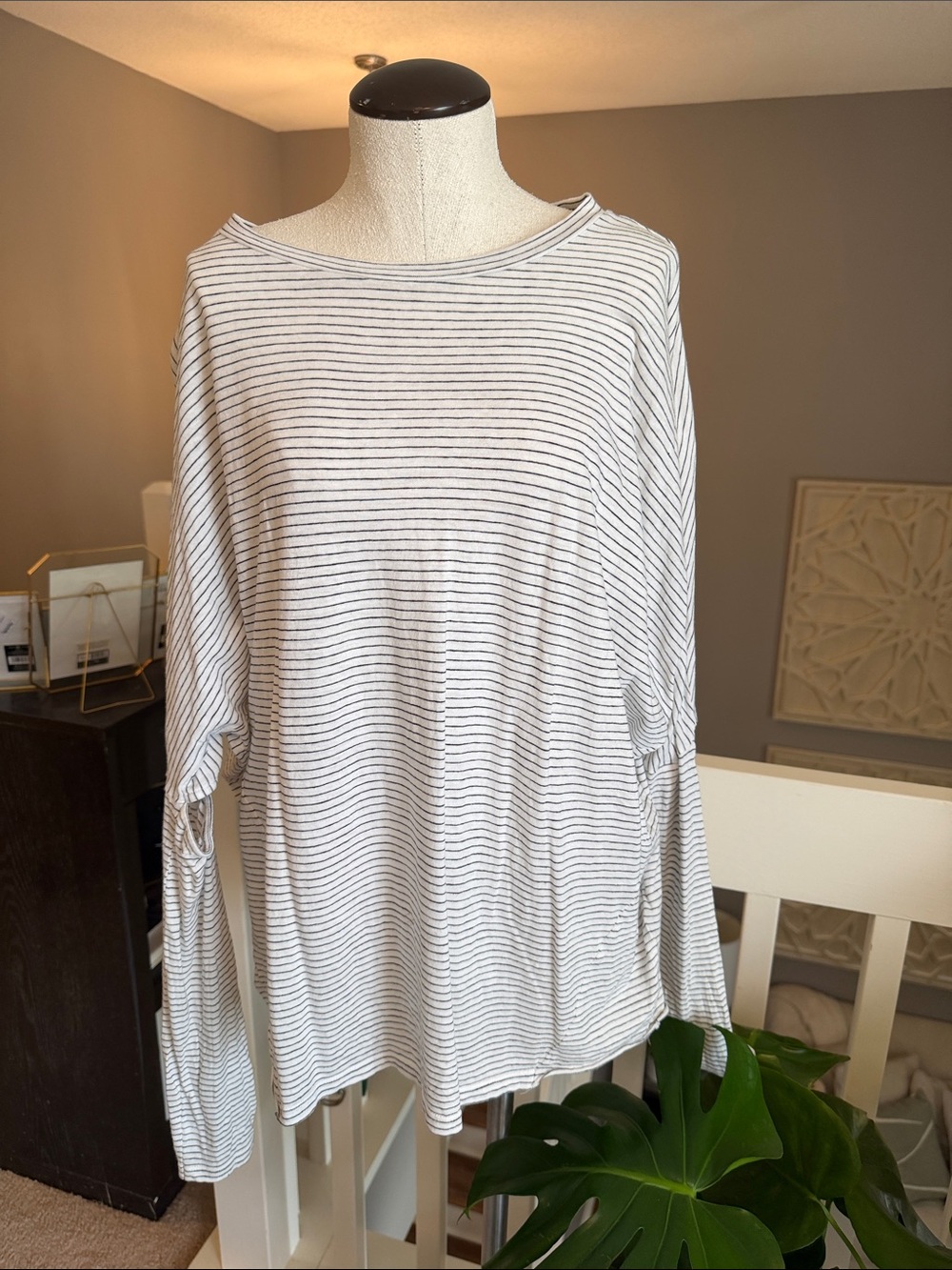 All Saints Striped Dolman Tee w/ Elbow Cutouts